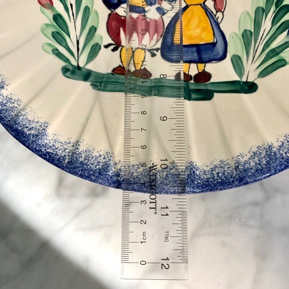 Shell Shape Dish Hand Painted Peasant Country Couple Faience Bretagne Fran… - Picture 10 of 10